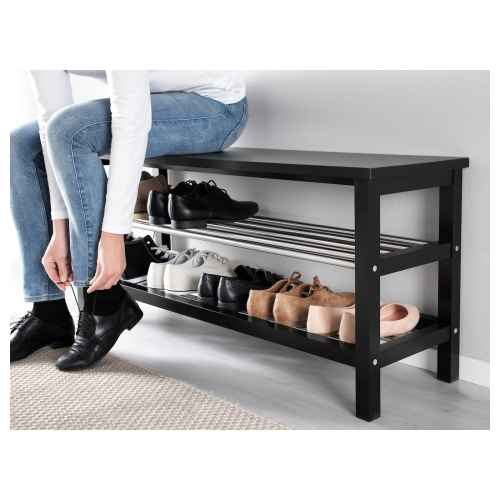 IKEA TJUSIG Shoe Storage Bench Black Hallway Urban Sales